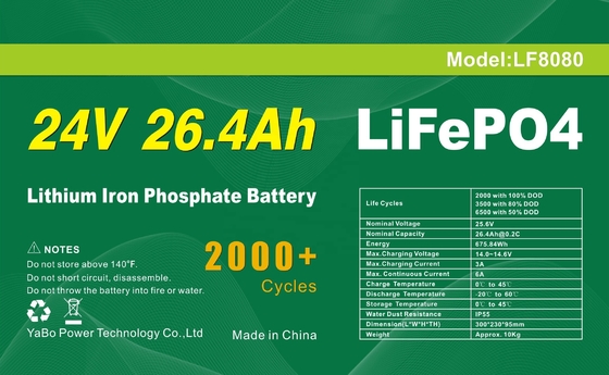 26.4Ah 24V パワーウォール 電池の海洋のより長い耐用年数