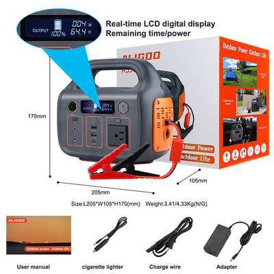 ポータブル エネルギー ストレージ出力 110V AC リチウム イオン バッテリー 300W 再生可能エネルギー家庭用発電所
