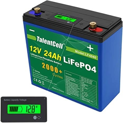 12v 24ah Lifepo4のリチウム電池はLCD表示との再充電可能な大容量を詰める