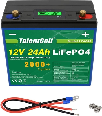 12v 24ah Lifepo4のリチウム電池はLCD表示との再充電可能な大容量を詰める